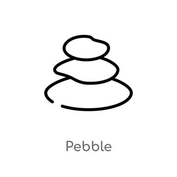 Outline Pebble Vector Icon. Isolated Black Simple Line Element Illustration From Miscellaneous Concept. Editable Vector Stroke Pebble Icon On White Background