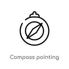 outline compass pointing north vector icon. isolated black simple line element illustration from miscellaneous concept. editable vector stroke compass pointing north icon on white background