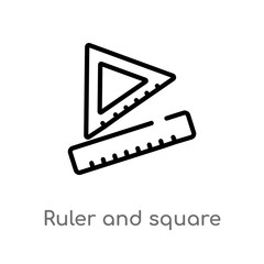 outline ruler and square measuring tools vector icon. isolated black simple line element illustration from miscellaneous concept. editable vector stroke ruler and square measuring tools icon on
