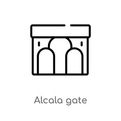 outline alcala gate vector icon. isolated black simple line element illustration from monuments concept. editable vector stroke alcala gate icon on white background