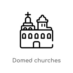 outline domed churches vector icon. isolated black simple line element illustration from monuments concept. editable vector stroke domed churches icon on white background