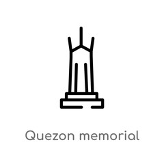 outline quezon memorial circle vector icon. isolated black simple line element illustration from monuments concept. editable vector stroke quezon memorial circle icon on white background