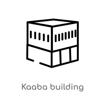 outline kaaba building vector icon. isolated black simple line element illustration from monuments concept. editable vector stroke kaaba building icon on white background