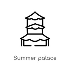 outline summer palace vector icon. isolated black simple line element illustration from monuments concept. editable vector stroke summer palace icon on white background