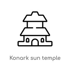 outline konark sun temple vector icon. isolated black simple line element illustration from monuments concept. editable vector stroke konark sun temple icon on white background