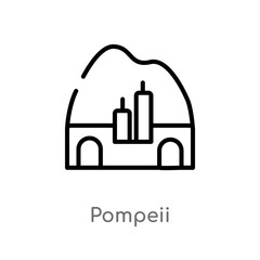 outline pompeii vector icon. isolated black simple line element illustration from monuments concept. editable vector stroke pompeii icon on white background