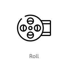 outline roll vector icon. isolated black simple line element illustration from multimedia concept. editable vector stroke roll icon on white background