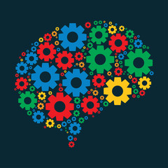 abstract working brain with gear vector illustration