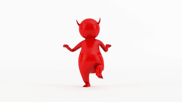 3D character animation - Little Red Devil character,  stealth walking or skulking