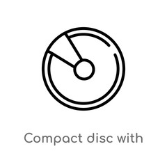 outline compact disc with glare vector icon. isolated black simple line element illustration from multimedia concept. editable vector stroke compact disc with glare icon on white background