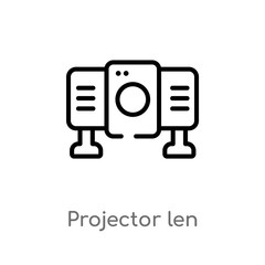 outline projector len vector icon. isolated black simple line element illustration from multimedia concept. editable vector stroke projector len icon on white background