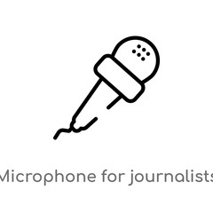 outline microphone for journalists vector icon. isolated black simple line element illustration from multimedia concept. editable vector stroke microphone for journalists icon on white background