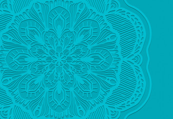 Abstract mandala graphic design and watercolor digital art painting for ancient geometric concept background