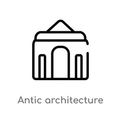 outline antic architecture vector icon. isolated black simple line element illustration from museum concept. editable vector stroke antic architecture icon on white background