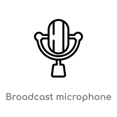 outline broadcast microphone vector icon. isolated black simple line element illustration from music concept. editable vector stroke broadcast microphone icon on white background