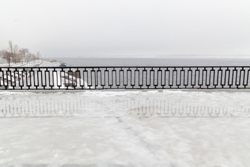 Iron fence on the embankment of Volgograd