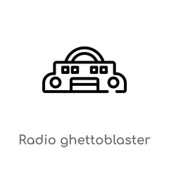 outline radio ghettoblaster vector icon. isolated black simple line element illustration from music concept. editable vector stroke radio ghettoblaster icon on white background