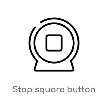 outline stop square button vector icon. isolated black simple line element illustration from music concept. editable vector stroke stop square button icon on white background
