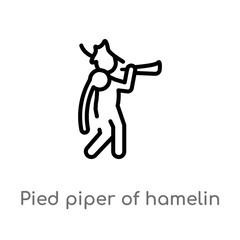 outline pied piper of hamelin vector icon. isolated black simple line element illustration from music concept. editable vector stroke pied piper of hamelin icon on white background
