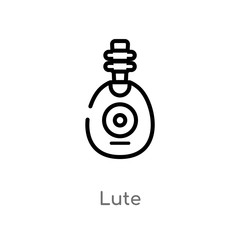 outline lute vector icon. isolated black simple line element illustration from music concept. editable vector stroke lute icon on white background