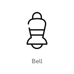 outline bell vector icon. isolated black simple line element illustration from music concept. editable vector stroke bell icon on white background