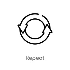 outline repeat vector icon. isolated black simple line element illustration from music and media concept. editable vector stroke repeat icon on white background
