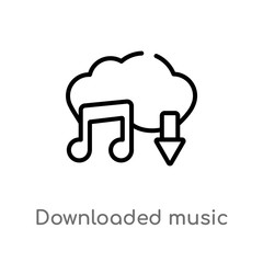 outline downloaded music cloud vector icon. isolated black simple line element illustration from music and media concept. editable vector stroke downloaded music cloud icon on white background