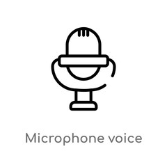Fototapeta na wymiar outline microphone voice recording vector icon. isolated black simple line element illustration from music and media concept. editable vector stroke microphone voice recording icon on white