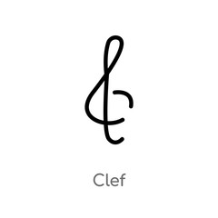 Obraz premium outline clef vector icon. isolated black simple line element illustration from music concept. editable vector stroke clef icon on white background