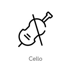 outline cello vector icon. isolated black simple line element illustration from music concept. editable vector stroke cello icon on white background
