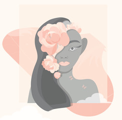 girl flowers tenderness illustration