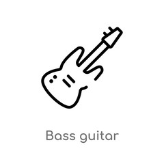 outline bass guitar vector icon. isolated black simple line element illustration from music concept. editable vector stroke bass guitar icon on white background