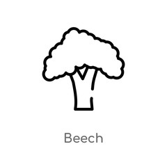 outline beech vector icon. isolated black simple line element illustration from nature concept. editable vector stroke beech icon on white background