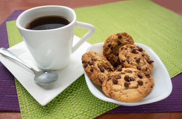 coffee with chocolate chip cookies