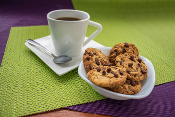 coffee with chocolate chip cookies