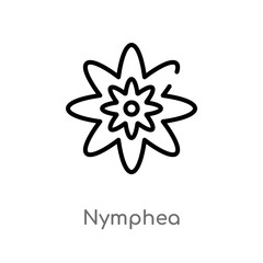 outline nymphea vector icon. isolated black simple line element illustration from nature concept. editable vector stroke nymphea icon on white background
