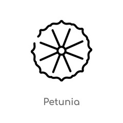 outline petunia vector icon. isolated black simple line element illustration from nature concept. editable vector stroke petunia icon on white background
