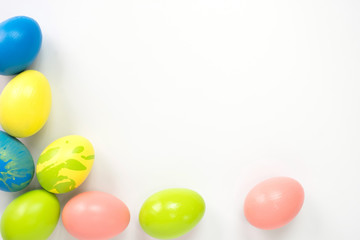 easter eggs concept. color eggs on white background.