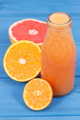 Freshly blended coctail from citrus fruits as source natural minerals. Slimming, diet and healthy nutrition