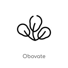 outline obovate vector icon. isolated black simple line element illustration from nature concept. editable vector stroke obovate icon on white background