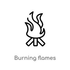 outline burning flames vector icon. isolated black simple line element illustration from nature concept. editable vector stroke burning flames icon on white background