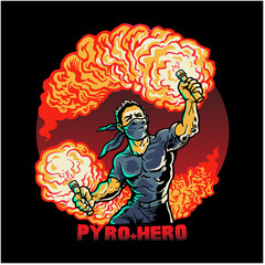 Ultras Football Fan Having Fun Holding Pyros in Hands