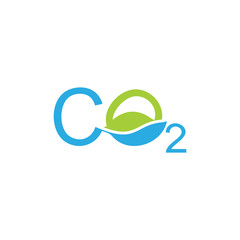 letters co2 leaf shape symbol logo vector