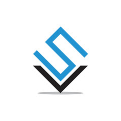 abstract letters sv geometric line logo vector