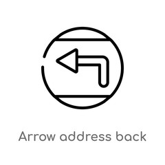 outline arrow address back vector icon. isolated black simple line element illustration from user interface concept. editable vector stroke arrow address back icon on white background