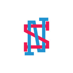 Obraz premium letter ns simple line art grunge design logo vector