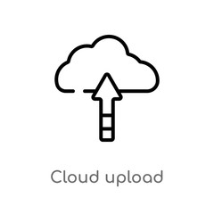 outline cloud upload vector icon. isolated black simple line element illustration from user interface concept. editable vector stroke cloud upload icon on white background
