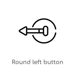 outline round left button vector icon. isolated black simple line element illustration from user interface concept. editable vector stroke round left button icon on white background
