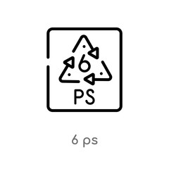 outline 6 ps vector icon. isolated black simple line element illustration from user interface concept. editable vector stroke 6 ps icon on white background
