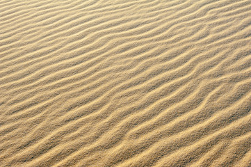 Ripples in the sand create patterns and textures in the sand dunes